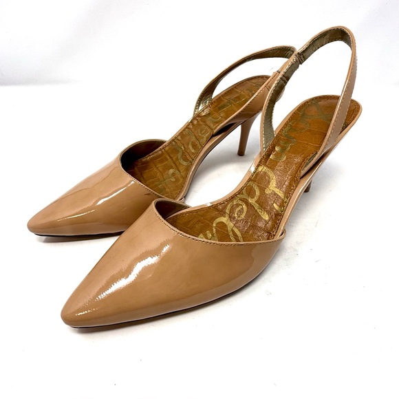 Sam Edelman Orly Pumps Slingback Tan Patent Leather 9W 9 Wide - Picture 1 of 10